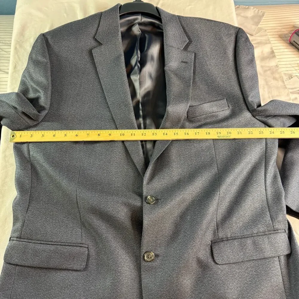 Chaps Blazer Sport Coat Lot 2 Mens 44L Navy Microcheck 2 Button Classic Fit